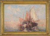 AAGAARD Carl Frederik Peder Sailboats Along Grand Canal In Venice AAGAARD Carl Frederik Peder Sailboats Along Grand Canal In Venice
