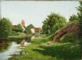 AAGAARD Julius A Town Scenery From Næstved By Susaaen Stream, Denmark AAGAARD Julius A Town Scenery From Næstved By Susaaen Stream, Denmark