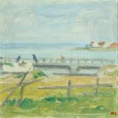 AAGE LARSEN Knud Coastal Scenery Withhouses And Fishing Boat AAGE LARSEN Knud Coastal Scenery Withhouses And Fishing Boat