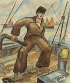 ABADIE-LANDEL Pierre Pêcheur Sur Son Bateau ABADIE-LANDEL Pierre Pêcheur Sur Son Bateau