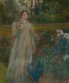 ABBEY Edwin Austin Woman In The Garden, Harper's Magazine Story Illustration ABBEY Edwin Austin Woman In The Garden, Harper's Magazine Story Illustration
