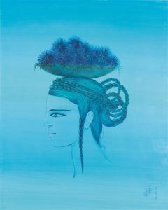 Jellal Ben Abdallah - Profil De Femme En Bleu