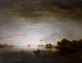 ABELS Jacobus Theodorus Paesaggio Fluviale Illuminato Dalla Luna Con Pescatori ABELS Jacobus Theodorus Paesaggio Fluviale Illuminato Dalla Luna Con Pescatori