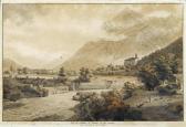 ABERLI Johann Ludwig Vue Du Chateau De Wimmis Et Des Environs ABERLI Johann Ludwig Vue Du Chateau De Wimmis Et Des Environs
