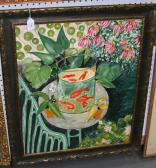 ADAM Henri Albert Goldfish On A Table In A Garden ADAM Henri Albert Goldfish On A Table In A Garden