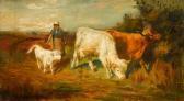 ADAM Jnr. Joseph Denovan, A Shepherdess With Cows And Calf ADAM Jnr. Joseph Denovan, A Shepherdess With Cows And Calf