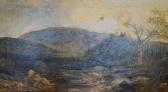 ADAM Josef Highland River Scene With Figures ADAM Josef Highland River Scene With Figures