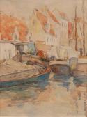 ADAM Lambert Sigisbert View Of A Harbour With Barges And Sailing Boats Before Buildings ADAM Lambert Sigisbert View Of A Harbour With Barges And Sailing Boats Before Buildings