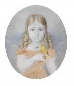 ADAMEK Johann A Portrait Of A Girl With A Canary ADAMEK Johann A Portrait Of A Girl With A Canary