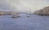 ADAMS Albert George Barges On The Thames At Tower Bridge ADAMS Albert George Barges On The Thames At Tower Bridge
