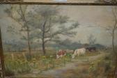 ADAMS Denovan Landscape With Cattle On A Country Road ADAMS Denovan Landscape With Cattle On A Country Road