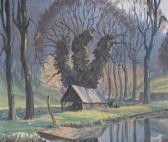 ADAMS Hervey Cadwallader A Barn In A River Landscape ADAMS Hervey Cadwallader A Barn In A River Landscape