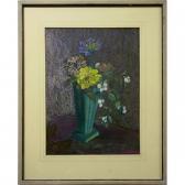 ADAMS Lily Osman Mixed Bouquet In Turquoise Vase ADAMS Lily Osman Mixed Bouquet In Turquoise Vase
