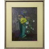 ADAMS Lily Osman Mixed Bouquet In Turquoise Vase ADAMS Lily Osman Mixed Bouquet In Turquoise Vase