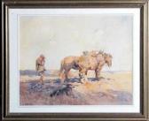 ADAMSON Dorothy A Farmer With A Team Of Horses Harrowing A Field ADAMSON Dorothy A Farmer With A Team Of Horses Harrowing A Field