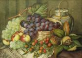 Adamson Mel Still Life Of A Basket Of Grapes, Apples, Pomegranates And Cherries Adamson Mel Still Life Of A Basket Of Grapes, Apples, Pomegranates And Cherries