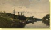 ADELSWARD Gustave Péniches Dans Un Paysage Fluvial ADELSWARD Gustave Péniches Dans Un Paysage Fluvial