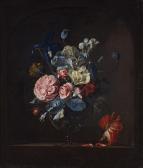 AELST van Willem Jansz. Glasvase Mit Rosen, Iris, Tagetes Und Tulpe In Einer Nische AELST van Willem Jansz. Glasvase Mit Rosen, Iris, Tagetes Und Tulpe In Einer Nische