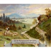 AEY Erich Idyllische Schwarzwaldlandschaft Mit Einemschafehütenden Hirten Und Einer In Tracht Gekleideten Frau Voreinem Gehöft Mit Hühnern Sowie Einem Weiten Ausblick Über Dielandschaft Auf Die Berge In Der Ferne AEY Erich Idyllische Schwarzwaldlandschaft Mit Einemschafehütenden Hirten Und Einer In Tracht Gekleideten Frau Voreinem Gehöft Mit Hühnern Sowie Einem Weiten Ausblick Über Dielandschaft Auf Die Berge In Der Ferne