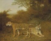 AGASSE Jacques Laurent Two Bengal Tigers In An Savannah Landscape AGASSE Jacques Laurent Two Bengal Tigers In An Savannah Landscape