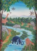 AGENOR Jocelyn Girafes, Zèbres Et Éléphant Près De L'oued AGENOR Jocelyn Girafes, Zèbres Et Éléphant Près De L'oued