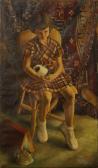 AGLAVE DIT AGLANE Georges Portrait Of A Girl Seated Full-length Holding A Guinea Pig AGLAVE DIT AGLANE Georges Portrait Of A Girl Seated Full-length Holding A Guinea Pig