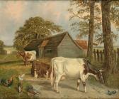 AGNEW Clark M. Cattle In A Farmyard Scene AGNEW Clark M. Cattle In A Farmyard Scene