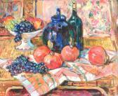 AGOSTINI Max Still Life With Pomegranates, Grapes, A Bowl Of Fruit And A Teapot On A Table AGOSTINI Max Still Life With Pomegranates, Grapes, A Bowl Of Fruit And A Teapot On A Table
