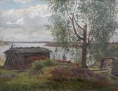 AHLSTEDT Fredrik Insjölandskap Med Fäbodar AHLSTEDT Fredrik Insjölandskap Med Fäbodar