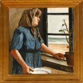 AIGENS Christian An Interior With Afisherman's Wife Looking Out Of The Window AIGENS Christian An Interior With Afisherman's Wife Looking Out Of The Window