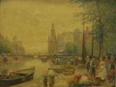 AIGNER F. Dutch Flower Sellers Beside Canal AIGNER F. Dutch Flower Sellers Beside Canal