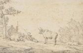 AKERSLOOT Cornelis A Shepherd Boy With Two Oxen AKERSLOOT Cornelis A Shepherd Boy With Two Oxen