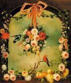 ALBERT Jeannine Pair Of Works Flowers In Archways With ALBERT Jeannine Pair Of Works Flowers In Archways With