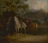 ALBERTI Carl Ritterlicher Spähtrupp Vor Einer Burg, Mit Dem Wappen Derer Von Kronberg ALBERTI Carl Ritterlicher Spähtrupp Vor Einer Burg, Mit Dem Wappen Derer Von Kronberg