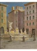 ALBERTINI Oreste Piazza Mit Brunnen ALBERTINI Oreste Piazza Mit Brunnen