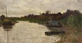 ALBRECHT Karl Flusslandschaft Mit Kähnen ALBRECHT Karl Flusslandschaft Mit Kähnen