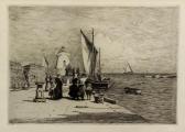 ALLAN Robert Weir Japanese Scene Of People, Pavilions And Boats With Mount Fuji To Distance ALLAN Robert Weir Japanese Scene Of People, Pavilions And Boats With Mount Fuji To Distance