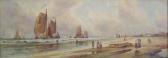 ALLISON Chas F. Fishing Boats Off Beach, Figures On Beach And Buildings To Background ALLISON Chas F. Fishing Boats Off Beach, Figures On Beach And Buildings To Background