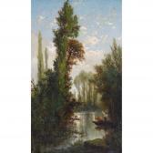 ALLONGE Auguste Idyllische Flusslandschaft Mit Fischern ALLONGE Auguste Idyllische Flusslandschaft Mit Fischern