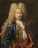 ALLOU Gilles Portrait D'homme Au Gilet De Brocart D'or Et À La Veste Bleu ALLOU Gilles Portrait D'homme Au Gilet De Brocart D'or Et À La Veste Bleu