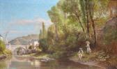 ALMES P Pêcheurs À La Rivière, Vue De Saint Jean Du Bruel, Aveyron ALMES P Pêcheurs À La Rivière, Vue De Saint Jean Du Bruel, Aveyron