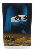 ALSAFR Omar Painting Onto Velvet Cloth Of A Camel Train And Female Portrait ALSAFR Omar Painting Onto Velvet Cloth Of A Camel Train And Female Portrait