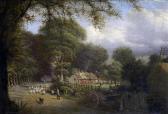 ALSOP Frederick Old Wilford,nottingham, A Village Scene With Sheep, Shepherd And Dog In A Lane,children Playing By A Cart ALSOP Frederick Old Wilford,nottingham, A Village Scene With Sheep, Shepherd And Dog In A Lane,children Playing By A Cart
