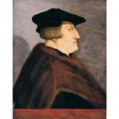 AMBERGER Christoph Portrait Of A Gentleman, Half Length, In Profile, Wearing A Black Hat And Jacket With A Fur Coat, Before A Parapet AMBERGER Christoph Portrait Of A Gentleman, Half Length, In Profile, Wearing A Black Hat And Jacket With A Fur Coat, Before A Parapet