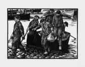 AMEDEE-WETTER Henri Débarquement De Pêcheurs, Ou Retour De Mer. Vers 1915-1920 AMEDEE-WETTER Henri Débarquement De Pêcheurs, Ou Retour De Mer. Vers 1915-1920