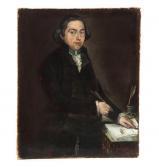 AMERICAN ENGLISH SCHOOL Three-quarters Portrait Of A Man Writing In A Book AMERICAN ENGLISH SCHOOL Three-quarters Portrait Of A Man Writing In A Book