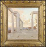 AMIGUET Marcel Landscape With Ruins In Twilight In Sunium AMIGUET Marcel Landscape With Ruins In Twilight In Sunium