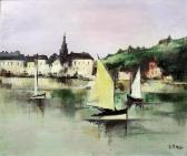 AMIOT Jean Harbour Scene With Fishing Boats AMIOT Jean Harbour Scene With Fishing Boats