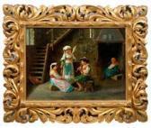 AMODIO Giulio Süditalienisches Bauernhausinterieur Mit Flöte Spielendem Knaben AMODIO Giulio Süditalienisches Bauernhausinterieur Mit Flöte Spielendem Knaben
