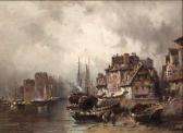 AMRS E. A Busy Continental Port With Figures AMRS E. A Busy Continental Port With Figures